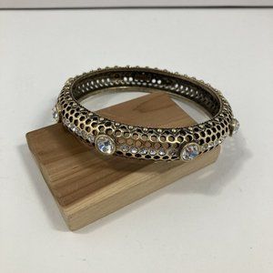 IMAN CN Bangle Bracelet Signed Brass Tone CZ Chic Vintage